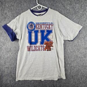 Tultex Kentucky Wildcats Men XL Gray Ringer Vintage Graphic T-Shirt
